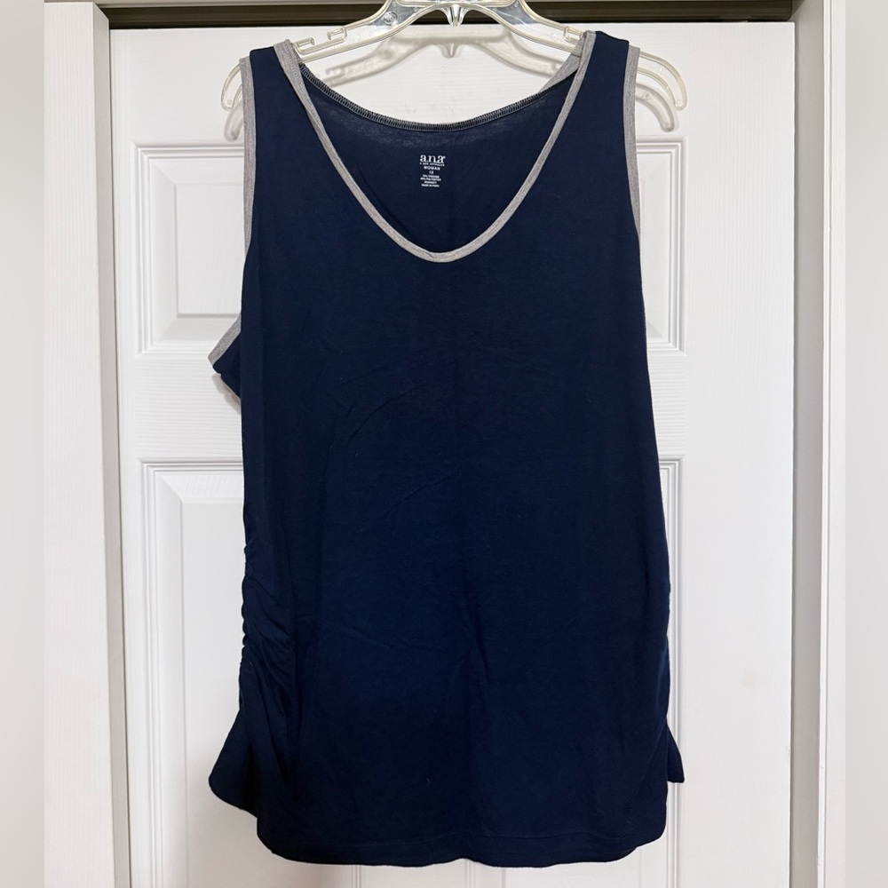 A.n.a Navy Tank Top with Light Gray Trim - Size 1X